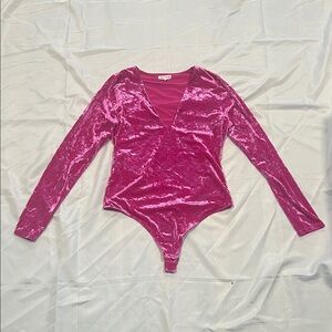 Good American Hot Pink Long Sleeve Bodysuit Size 4 XL